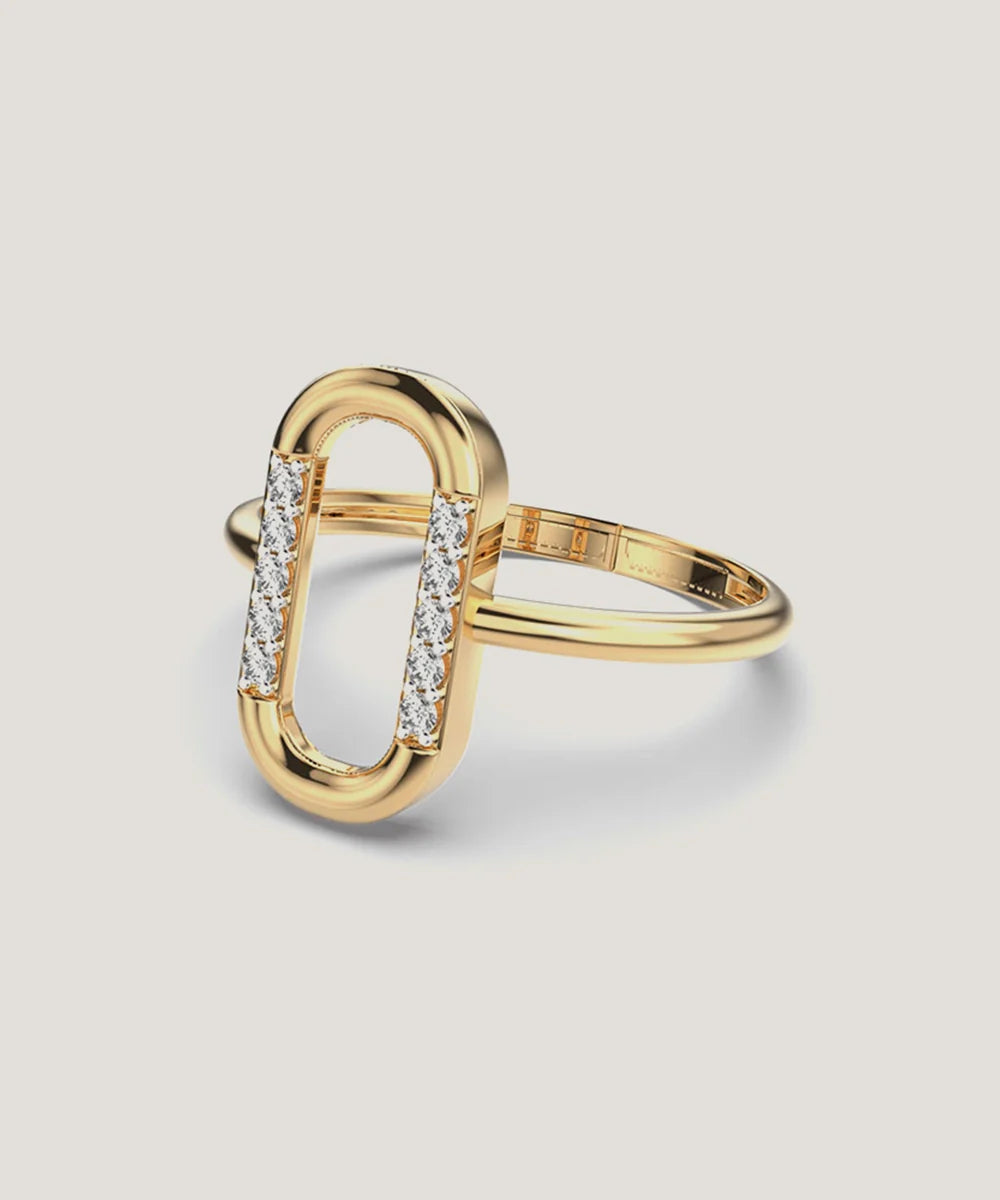 Women's Diamond Ring in a sleek high-contrast midnight luxury editorial style